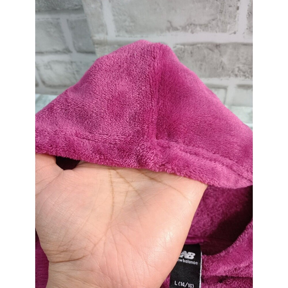 New Balance Kids Girls Pink Sherpa Hoodie Fuzzy Pullover Size Sz L (14/16) - Picture 6 of 11